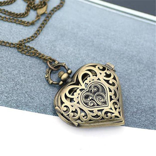 Heart shaped pocket watch necklace