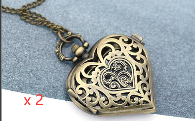 Heart shaped pocket watch necklace