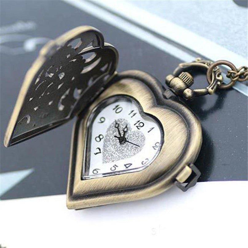 Heart shaped pocket watch necklace