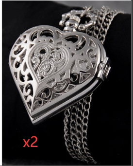 Heart shaped pocket watch necklace