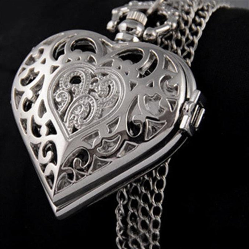 Heart shaped pocket watch necklace