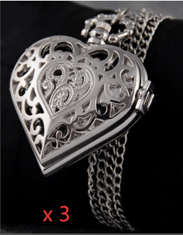 Heart shaped pocket watch necklace