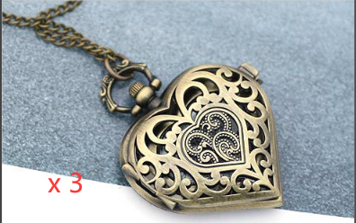 Heart shaped pocket watch necklace