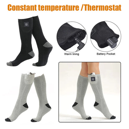 Winter Sports Rechargeable Electric Heated Socks 7.4V Battery Powered Thermal Socks for Camping Riding Hiking