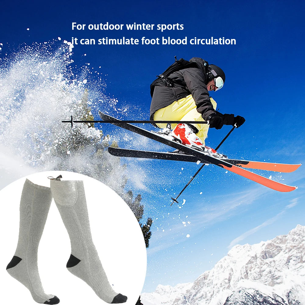 Winter Sports Rechargeable Electric Heated Socks 7.4V Battery Powered Thermal Socks for Camping Riding Hiking