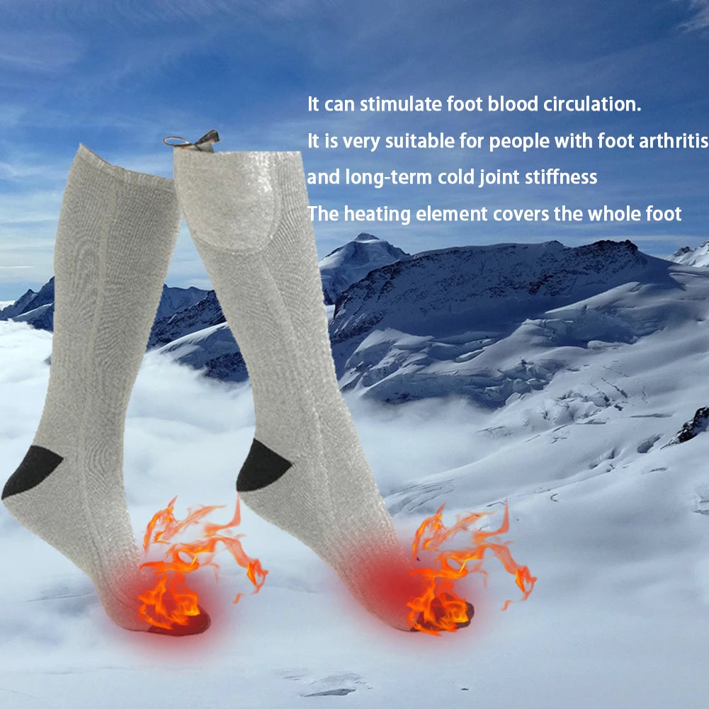 Winter Sports Rechargeable Electric Heated Socks 7.4V Battery Powered Thermal Socks for Camping Riding Hiking